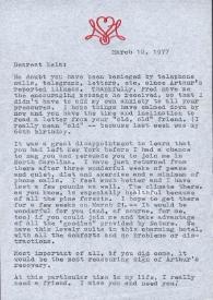 Portada:Carta dirigida a Aniela Rubinstein. Filadelfia (Pensilvania), 10-03-1977