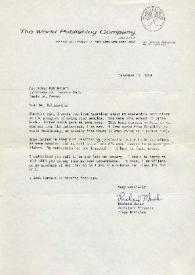 Portada:Carta dirigida a Arthur Rubinstein. Nueva York, 17-12-1969