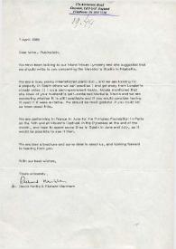 Portada:Carta dirigida a Aniela Rubinstein. Croydon (Inglaterra), 07-04-1989