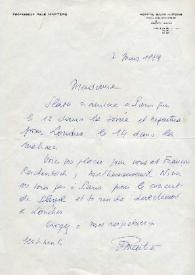 Portada:Carta dirigida a Aniela Rubinstein. París (Francia), 07-03-1989