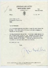 Portada:Carta dirigida a Arthur Rubinstein. Londres (Inglaterra), 15-07-1974