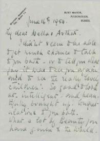Portada:Carta dirigida a Aniela y Arthur Rubinstein. Londres (Inglaterra), 16-06-1954 
