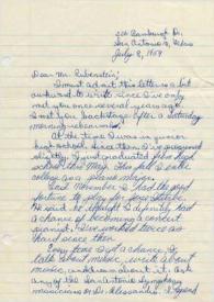 Portada:Carta dirigida a Arthur Rubinstein. San Antonio (Texas), 08-07-1959