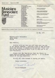 Portada:Carta dirigida a Arthur Rubinstein. Londres (Inglaterra), 21-05-1975