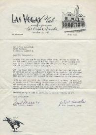 Portada:Carta dirigida a Arthur Rubinstein. Las Vegas (Nevada), 15-09-1947