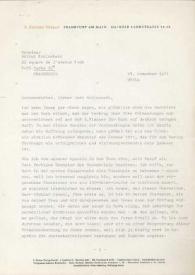 Portada:Carta dirigida a Arthur Rubinstein. Frankfurt (Alemania), 28-12-1971