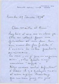 Portada:Carta dirigida a Arthur Rubinstein. París (Francia), 19-01-1975