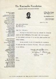 Portada:Carta dirigida a Aniela Rubinstein. Nueva York, 17-03-1964