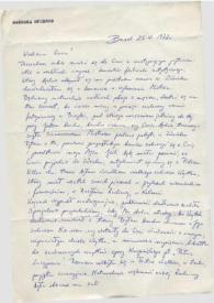Portada:Carta dirigida a Aniela Rubinstein. Basilea (Suiza), 25-05-1972