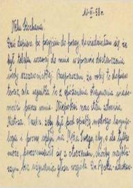 Portada:Tarjeta dirigida a Aniela Rubinstein. Komoròw, 10-06-1958