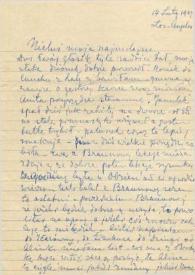 Portada:Carta dirigida a Aniela Rubinstein. Los Angeles (California), 14-02-1947