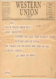 Portada:Telegrama dirigido a Arthur Rubinstein. Los Angeles (California), 03-09-1947