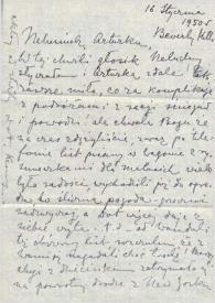 Portada:Carta dirigida a Aniela y Arthur Rubinstein. Beverly Hills (California), 16-01-1950