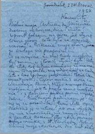 Portada:Carta dirigida a Aniela, Arthur, Alina y John Rubinstein. Kansas City (Missouri), 22-03-1954