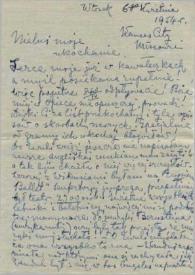 Portada:Carta dirigida a Aniela Rubinstein. Kansas City (Missouri), 06-04-1954