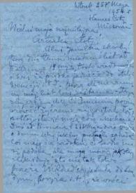 Portada:Carta dirigida a Aniela y Arthur Rubinstein. Kansas City (Missouri), 27-05-1954