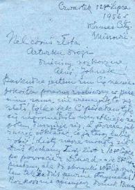 Portada:Carta dirigida a Aniela y Arthur Rubinstein y sus hijos. Kansas City (Missouri), 12-07-1956