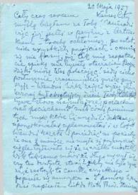 Portada:Carta dirigida a Aniela Rubinstein. Kansas City (Missouri), 20-05-1957
