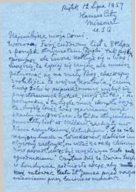 Portada:Carta dirigida a Aniela Rubinstein. Kansas City (Missouri), 12-07-1957