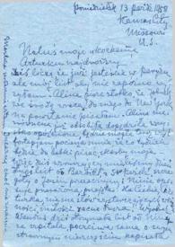 Portada:Carta dirigida a Aniela y Arthur Rubinstein. Kansas City (Missouri), 13-10-1958