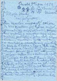 Portada:Carta dirigida a Aniela y Arthur Rubinstein y sus hijos. Kansas City (Missouri), 09-07-1959