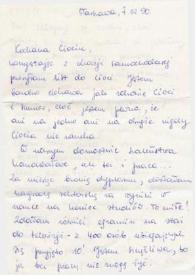 Portada:Carta dirigida a Aniela Rubinstein. Varsovia (Polonia), 07-02-1990