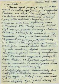Portada:Carta dirigida a Aniela Rubinstein. Radlin, 20-02-1960