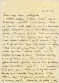 Portada:Carta dirigida a Aniela Rubinstein. El Cairo (Egipto), 05-12-1942