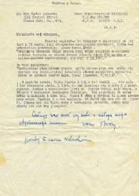 Portada:Carta dirigida a Wanda Labunski y Aniela Rubinstein. Londres (Inglaterra), 26-04-1944