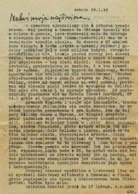 Portada:Carta dirigida a Aniela Rubinstein. Nueva York, 26-01-1946