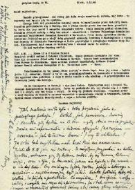 Portada:Carta dirigida a Aniela Rubinstein. Nueva York, 09-10-1946