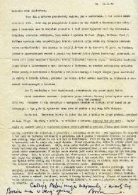 Portada:Carta dirigida a Aniela Rubinstein. Nueva York, 21-11-1946