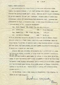 Portada:Carta dirigida a Aniela Rubinstein. Nueva York, 05-12-1946