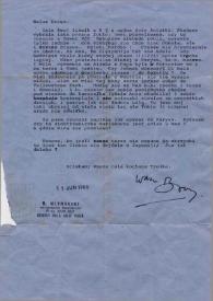 Portada:Carta dirigida a Aniela Rubinstein. Beverly Hills (California), 11-06-1966