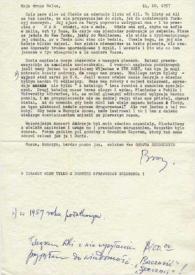 Portada:Carta dirigida a Aniela Rubinstein. Beverly Hills (California), 14-10-1957