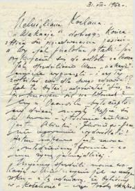 Portada:Carta dirigida a Aniela Rubinstein. Varsovia (Polonia), 31-08-1962