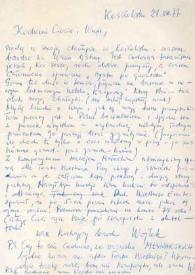 Portada:Carta dirigida a Aniela y Arthur Rubinstein. Koscielisko, 28-08-1977