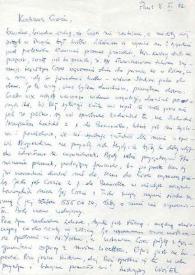 Portada:Carta dirigida a Aniela Rubinstein. París (Francia), 08-11-1982