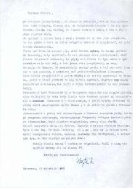 Portada:Carta dirigida a Aniela Rubinstein. Varsovia (Polonia), 25-04-1986