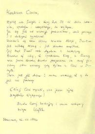 Portada:Carta dirigida a Aniela Rubinstein. Varsovia (Polonia), 16-12-1992
