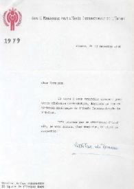 Portada:Carta dirigida a Arthur Rubinstein. Monte-Carlo, Mónaco (Francia), 19-12-1978