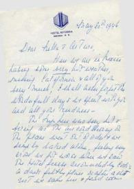 Portada:Carta dirigida a Aniela y Arthur Rubinstein. México, 20-05-1946