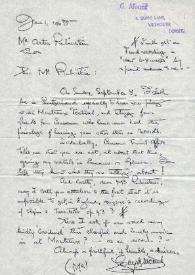 Portada:Carta dirigida a Arthur Rubinstein. Dorset (Inglaterra), 01-06-1963
