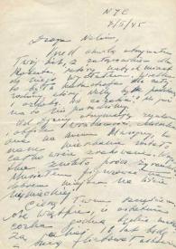 Portada:Carta dirigida a Aniela Rubinstein. Nueva York, 07-02-1945