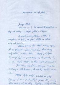 Portada:Carta dirigida a Aniela Rubinstein. Varsovia (Polonia), 20-12-1983