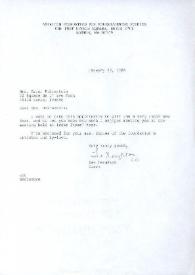Portada:Carta dirigida a Aniela Rubinstein. Boston (Massachusetts), 22-01-1986
