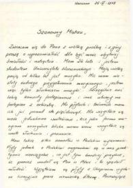 Portada:Carta dirigida a Arthur Rubinstein. Varsovia (Polonia), 25-03-1978
