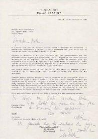 Portada:Carta dirigida a Aniela Rubinstein. Madrid (España), 22-02-1988