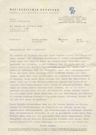 Portada:Carta dirigida a Arthur Rubinstein. Koln (Alemania), 09-05-1963