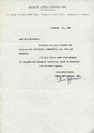 Portada:Carta dirigida a Arthur Rubinstein. Nueva York, 10-11-1942
